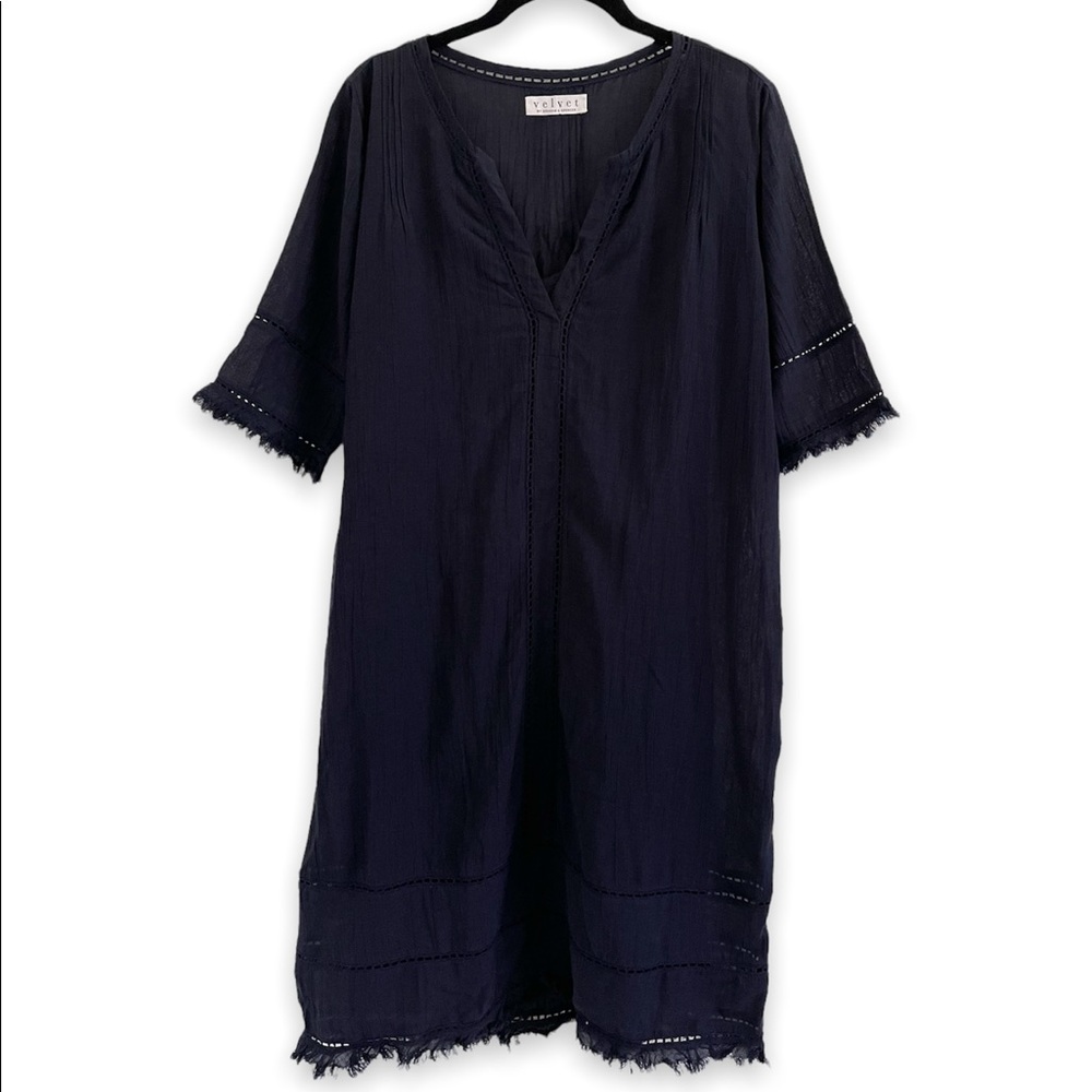 Velvet by Graham and Spencer Crinkled Cotton Voile Shift Dress Size Small